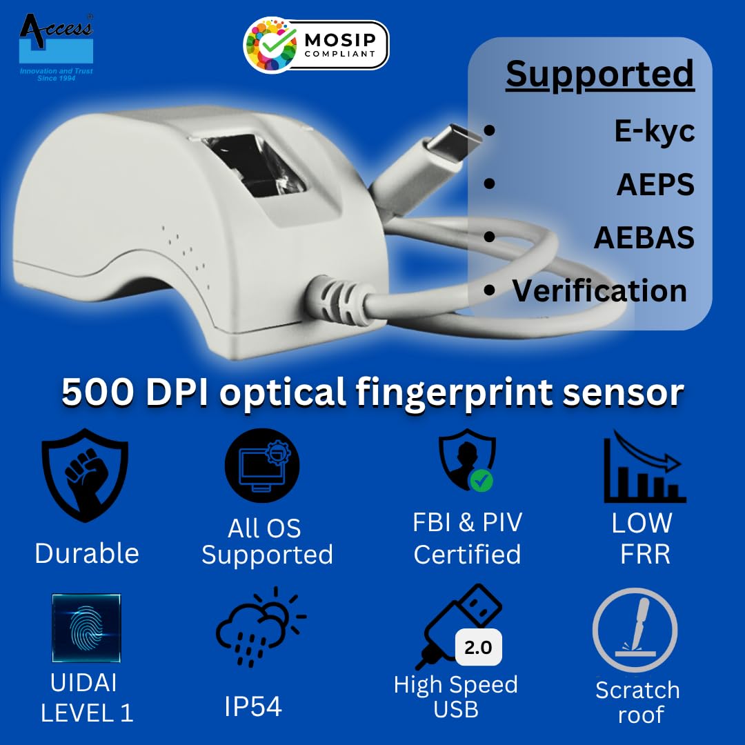 FM220U L1 Biometric Scanner C-Type | 1 Year RD Free
